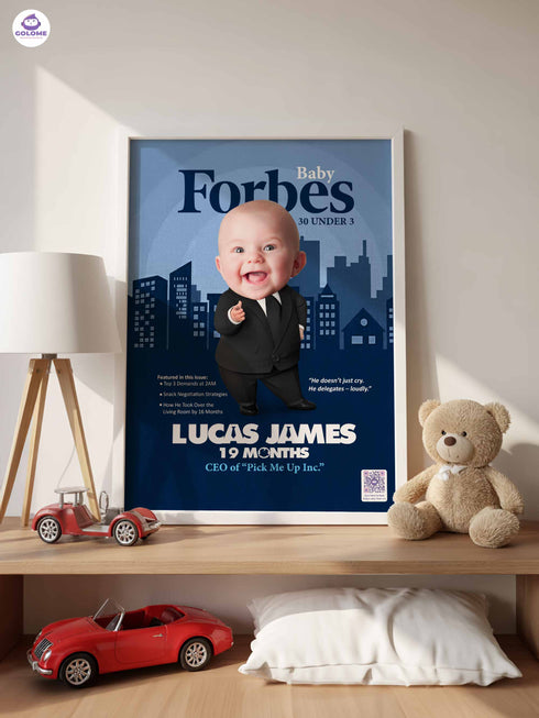 Baby Boss Business Poster or Canvas – Custom Photo & Text – Funny CEO Baby Wall Art